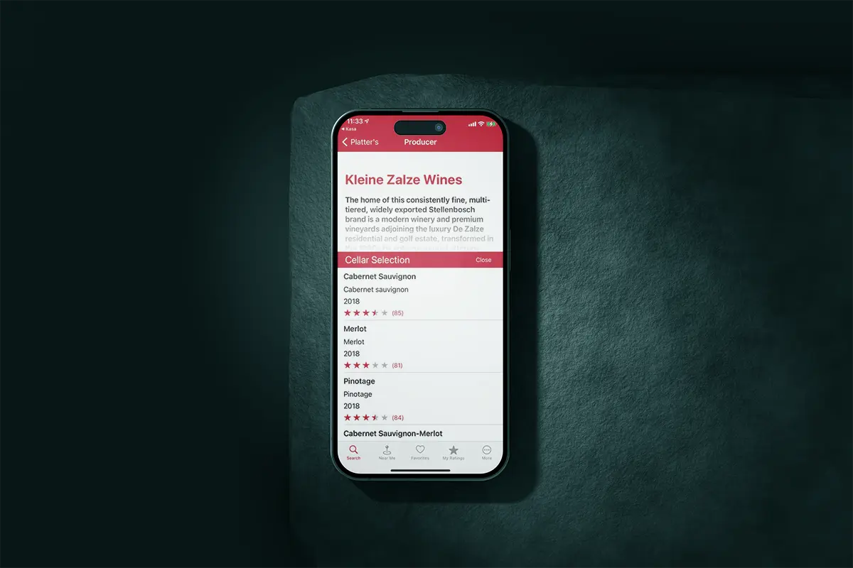 Platters iOS App winery information and maps